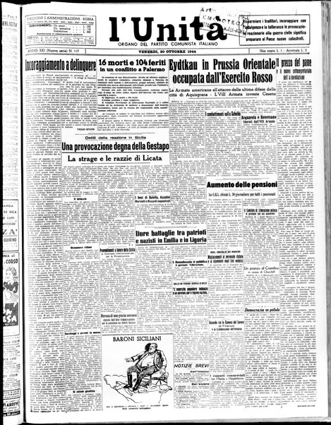 L'Unità : organo centrale del Partito comunista italiano